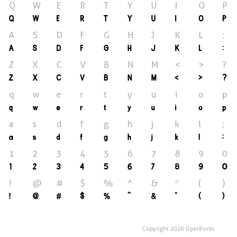 Character Map of Rubric Regular