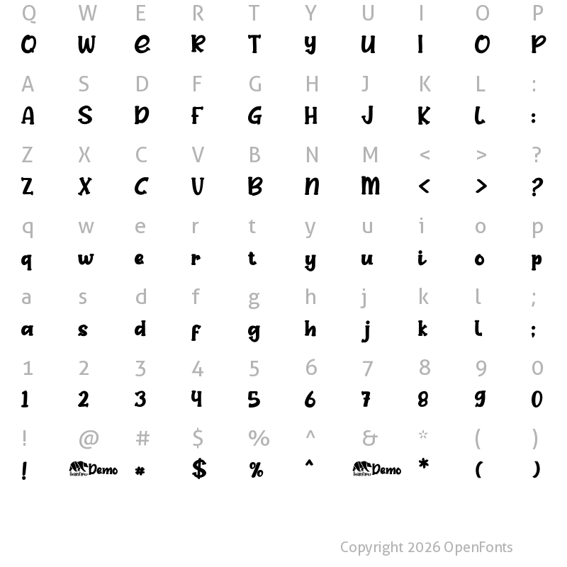 Character Map of Ruby Dance Regular