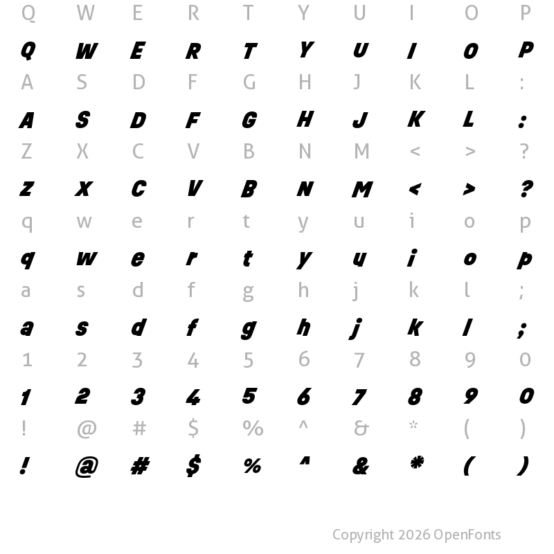 Character Map of Ruddy Black Italic