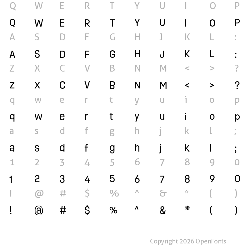 Character Map of Ruddy Regular
