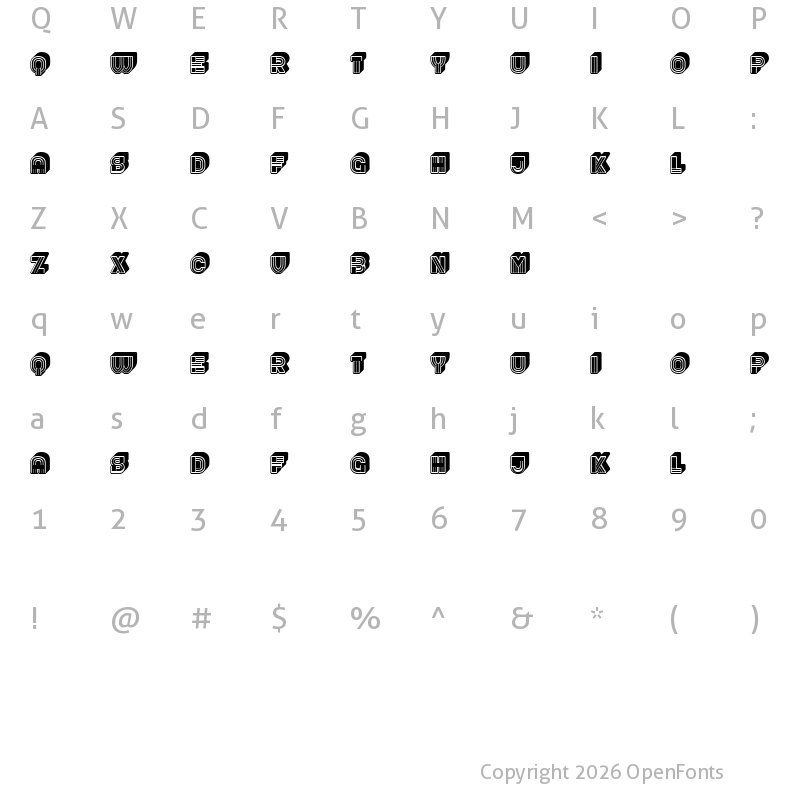 Character Map of Rude 3D Regular