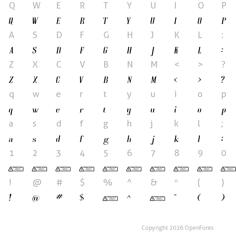 Character Map of Rumania Regular