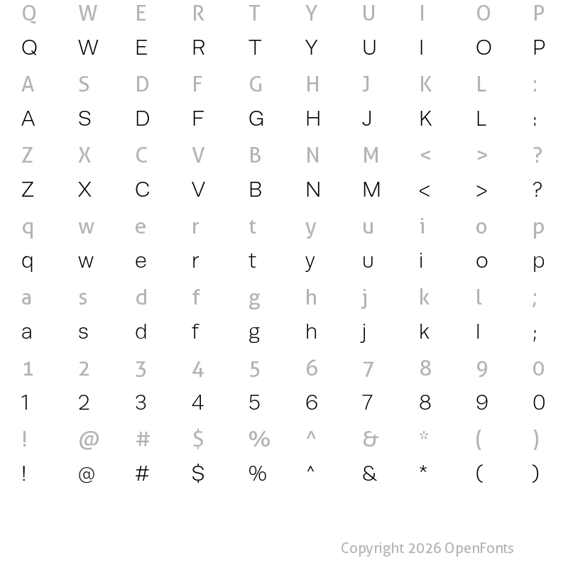 Character Map of Runda Light