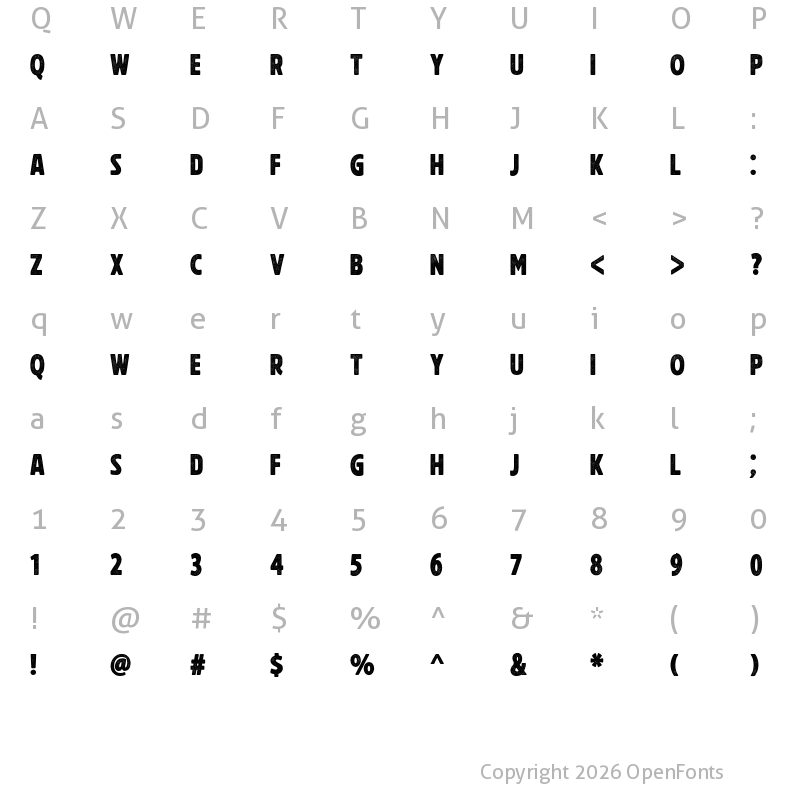 Character Map of Rushford Printed Regular