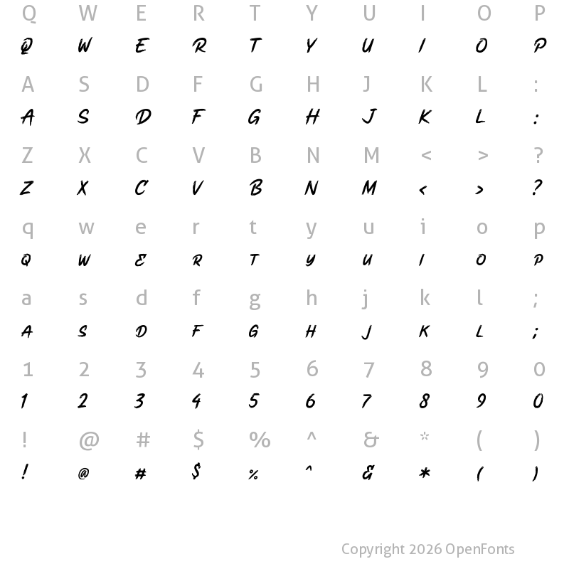 Character Map of Rushwell Regular