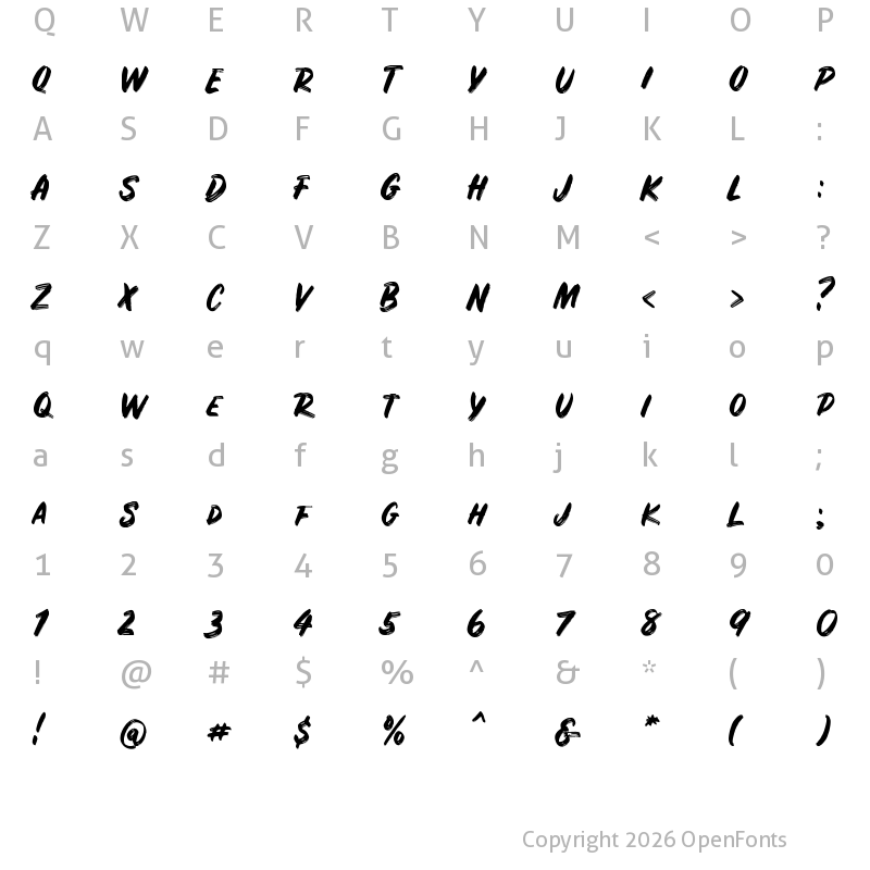 Character Map of Rustico - V2 Regular