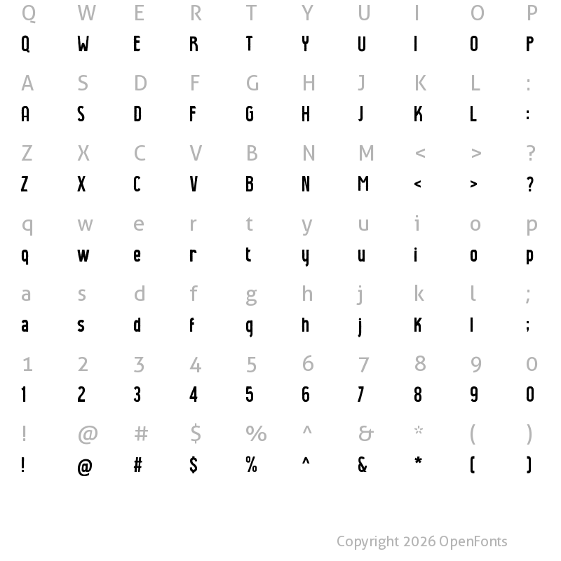 Character Map of Rustyhead Typeface Regular