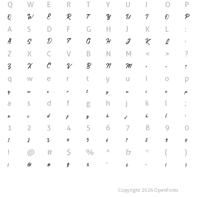 Character Map of Rustyne Regular