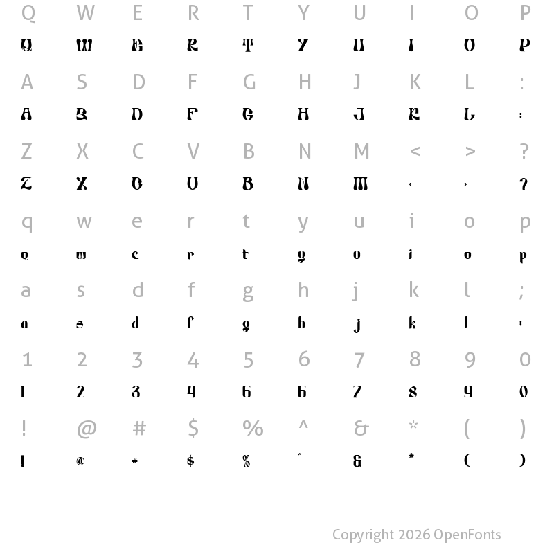 Character Map of Rutch Free Personal Use Regular