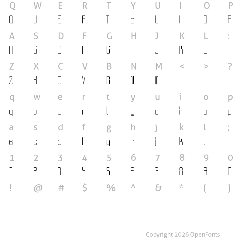 Character Map of RvD_CODE28 Regular