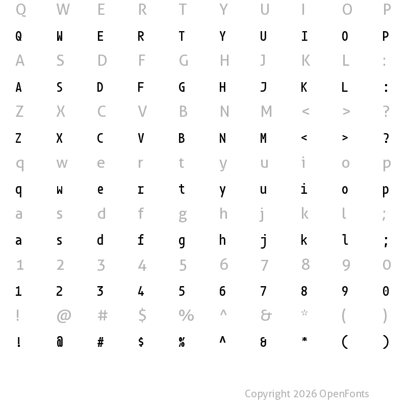 Character Map of RX100 Regular