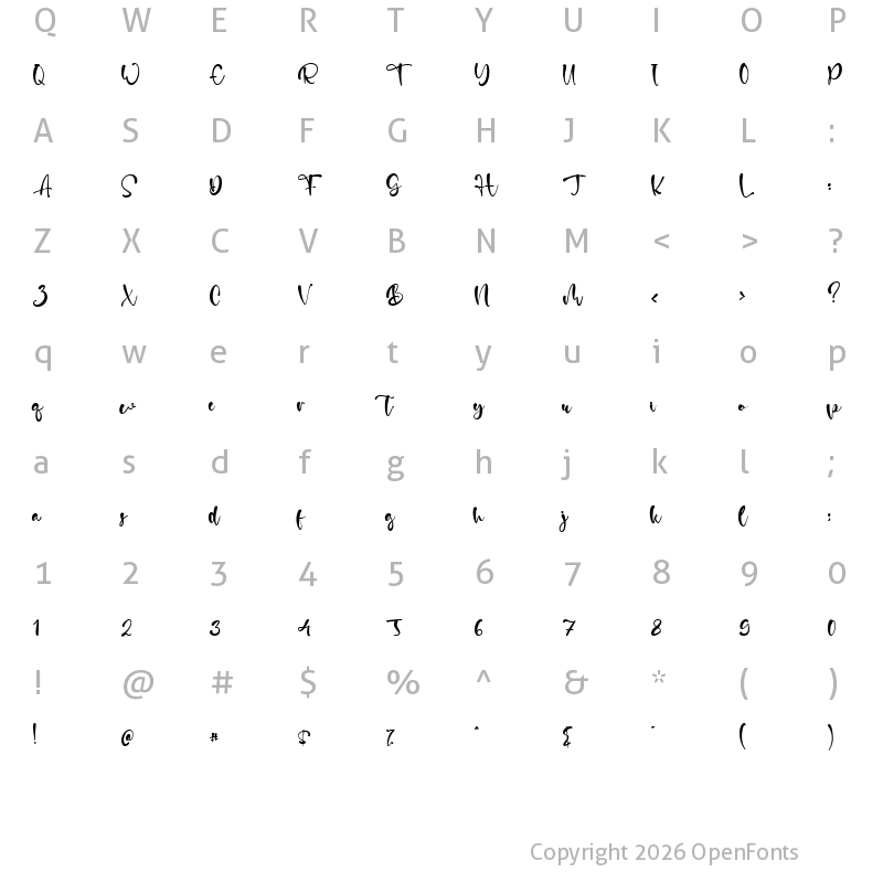 Character Map of Ryan Gary Regular