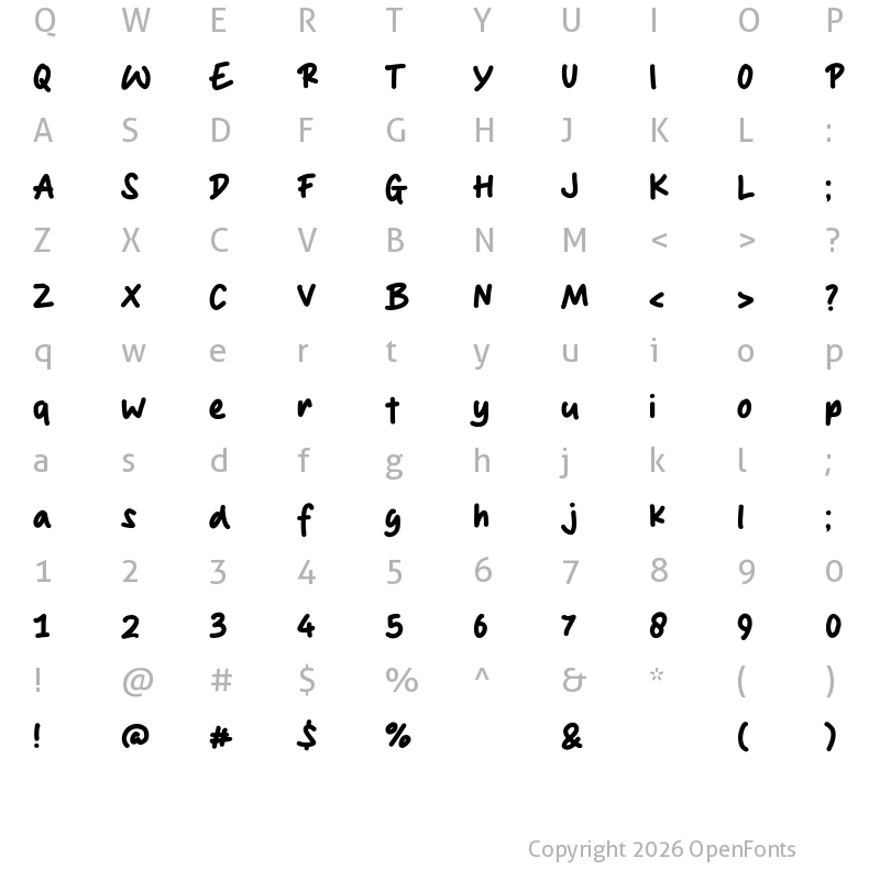 Character Map of Ryana Lovely Regular
