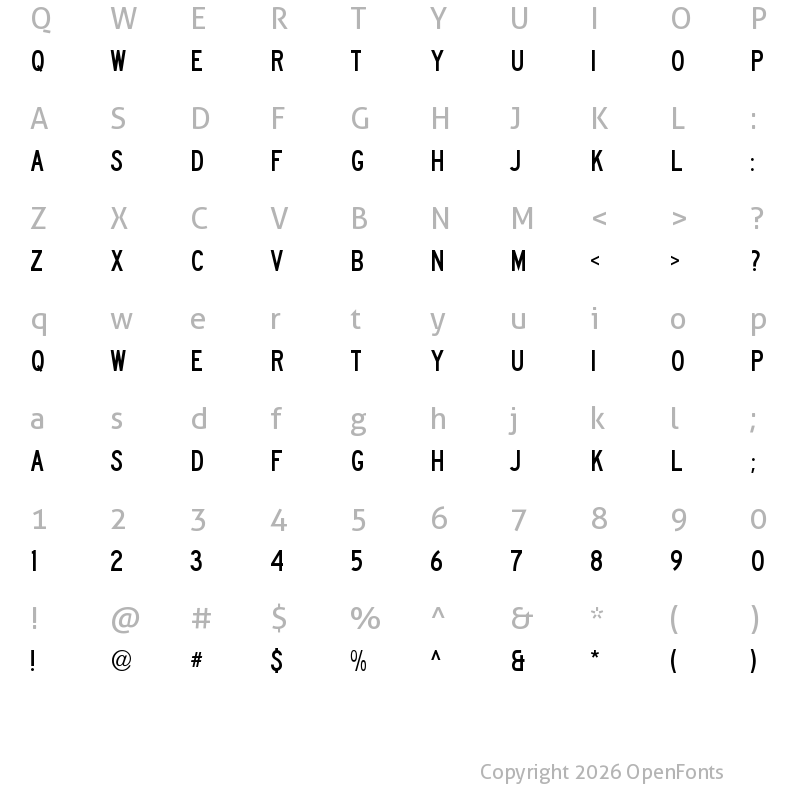 Character Map of SaaSeriesCDOT Regular