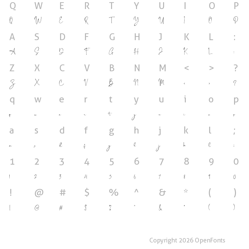 Character Map of Sabila Renytha Regular