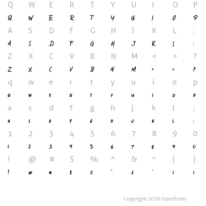 Character Map of Sabotase Regular