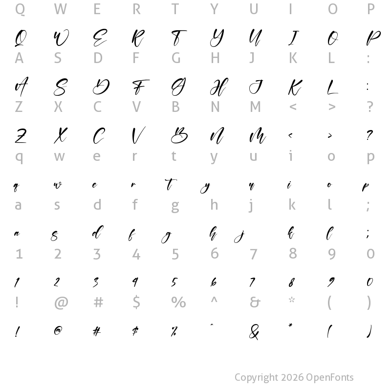 Character Map of Sabrina Regular