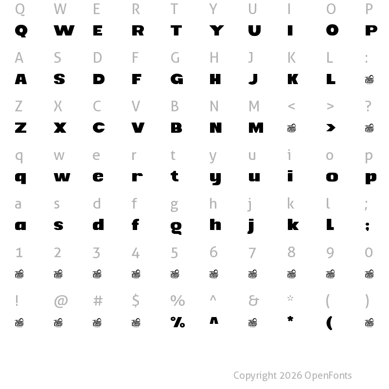 Character Map of Sadyan Personal Use Bold