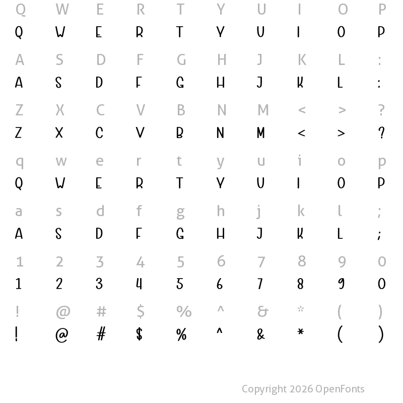 Character Map of Safe Holiday Family Regular