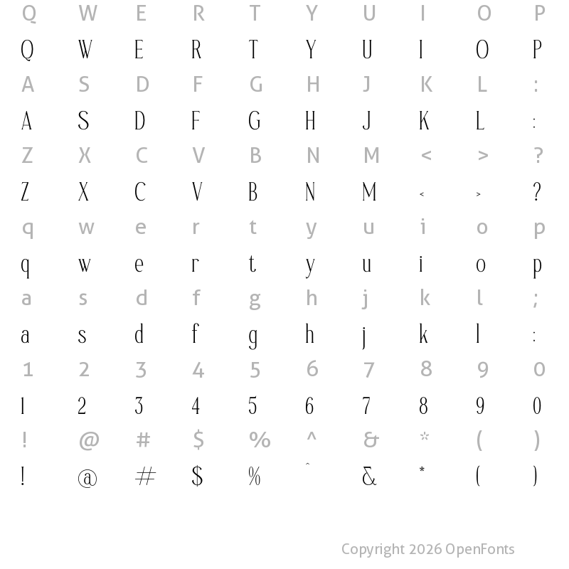 Character Map of Safilms Crawford Regular