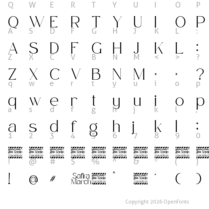 Character Map of Safira March Personal Use Regular