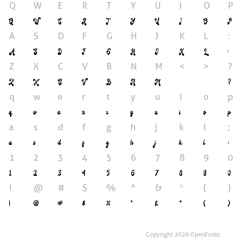 Character Map of Sahica Regular