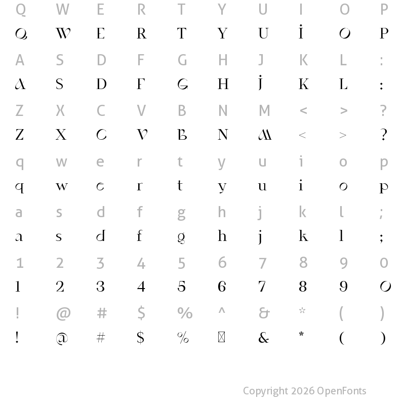 Character Map of Saint Monica Regular
