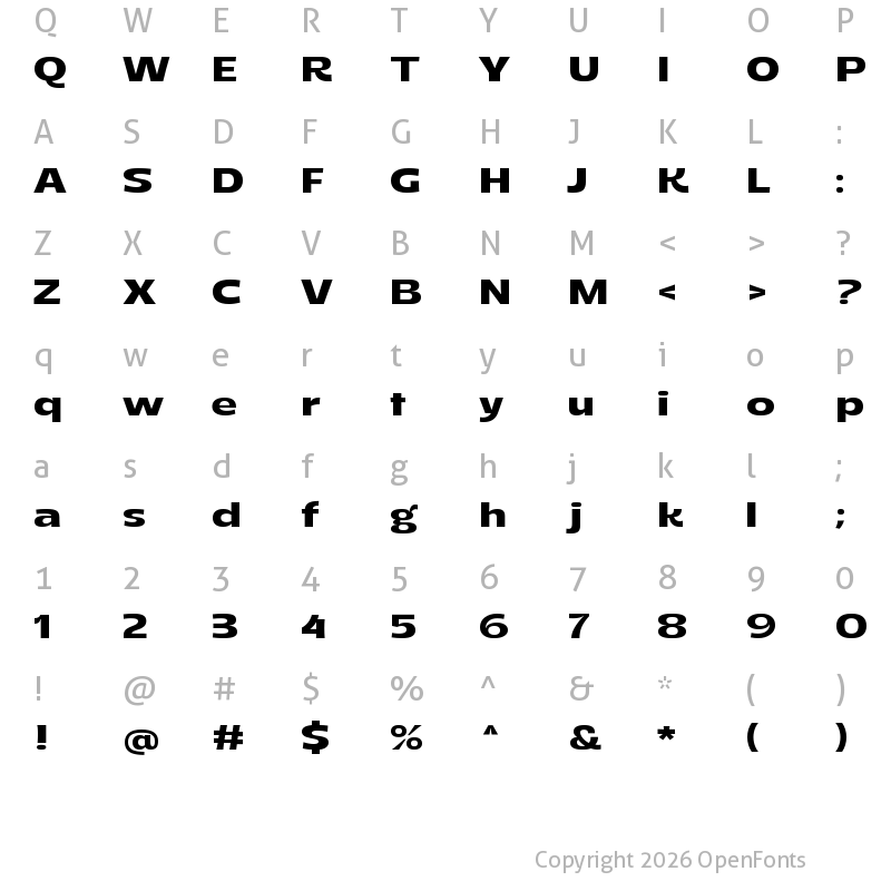 Character Map of Saint Regus Semi Bold Expanded