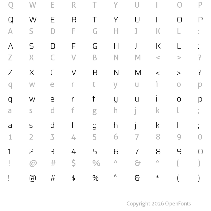 Character Map of Saira Light