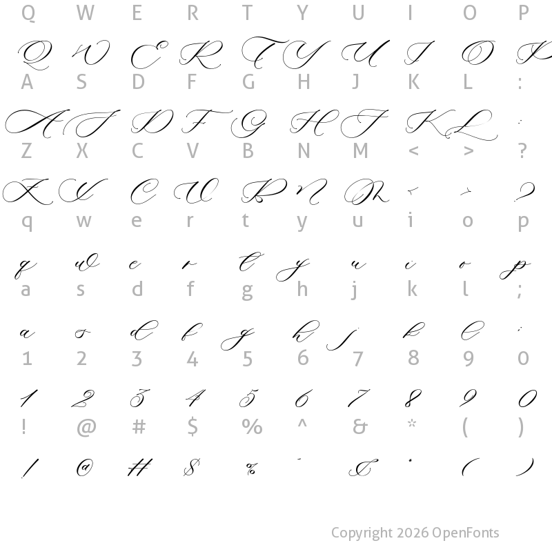 Character Map of Saliara Love Regular