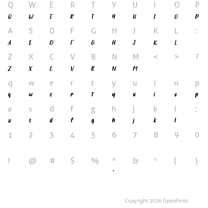 Character Map of Salmonillo Free Regular
