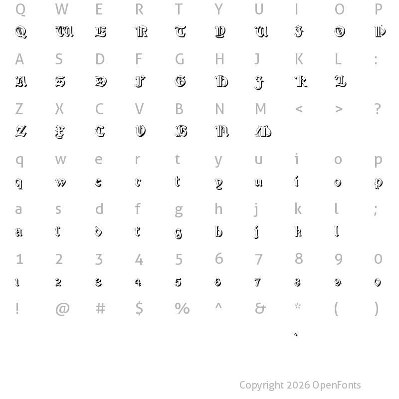 Character Map of Salterio Three Regular