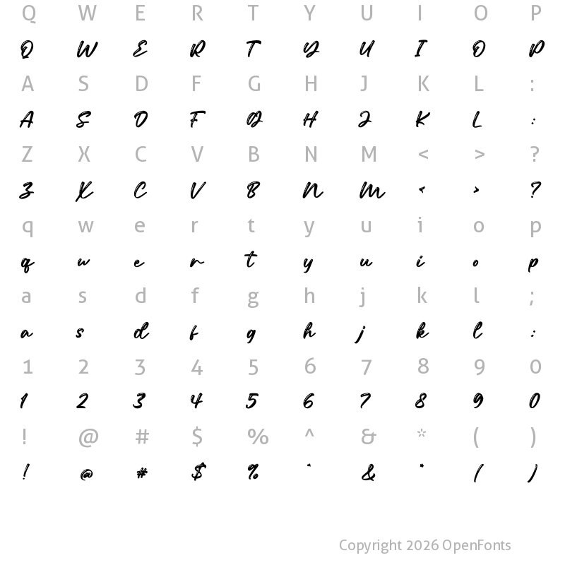 Character Map of Samantha Regular