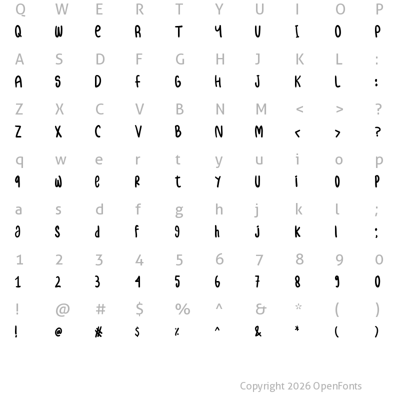 Character Map of samble Regular
