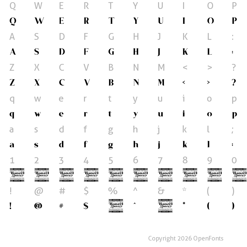 Character Map of Sambosa Bold Bold