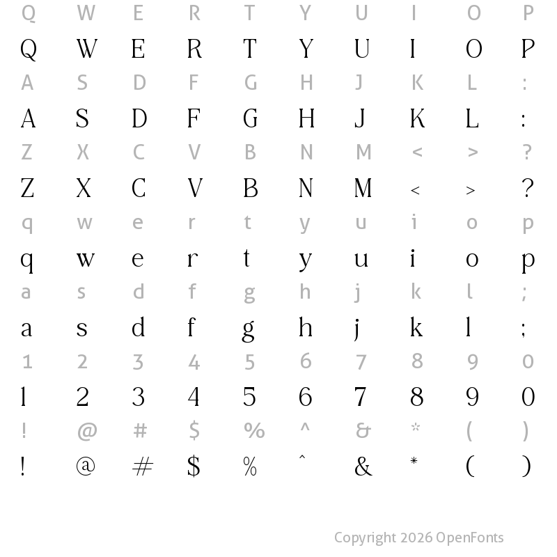 Character Map of Samudera Regular