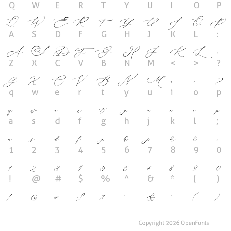 Character Map of Samudera Script Regular