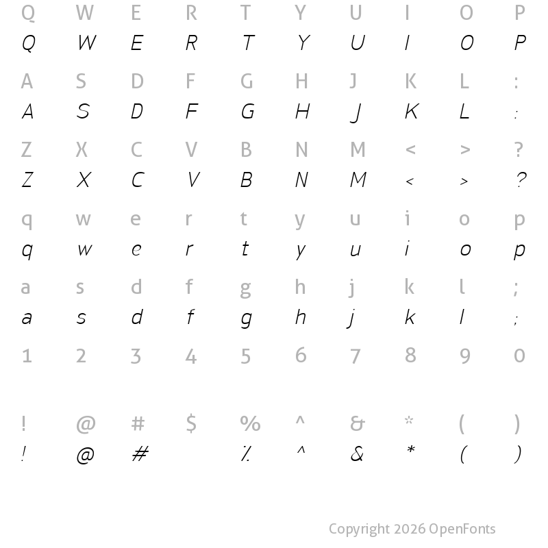 Character Map of San Frediano Light Italic