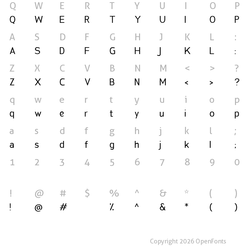 Character Map of San Frediano Regular