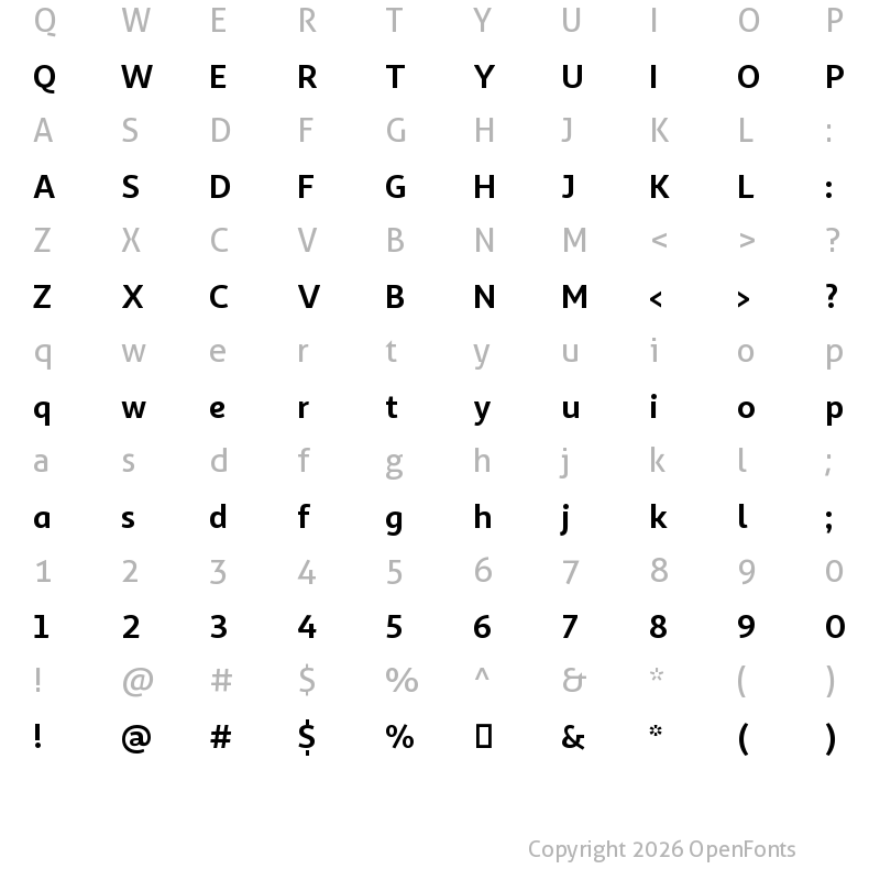 Character Map of SanaSansAltW00-Bold Regular