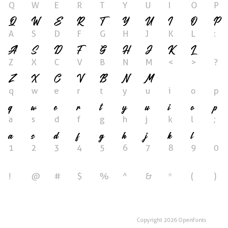 Character Map of Sandblack Regular