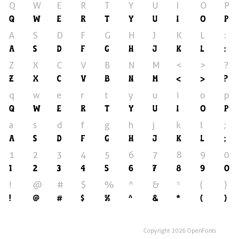 Character Map of Sandy Bold