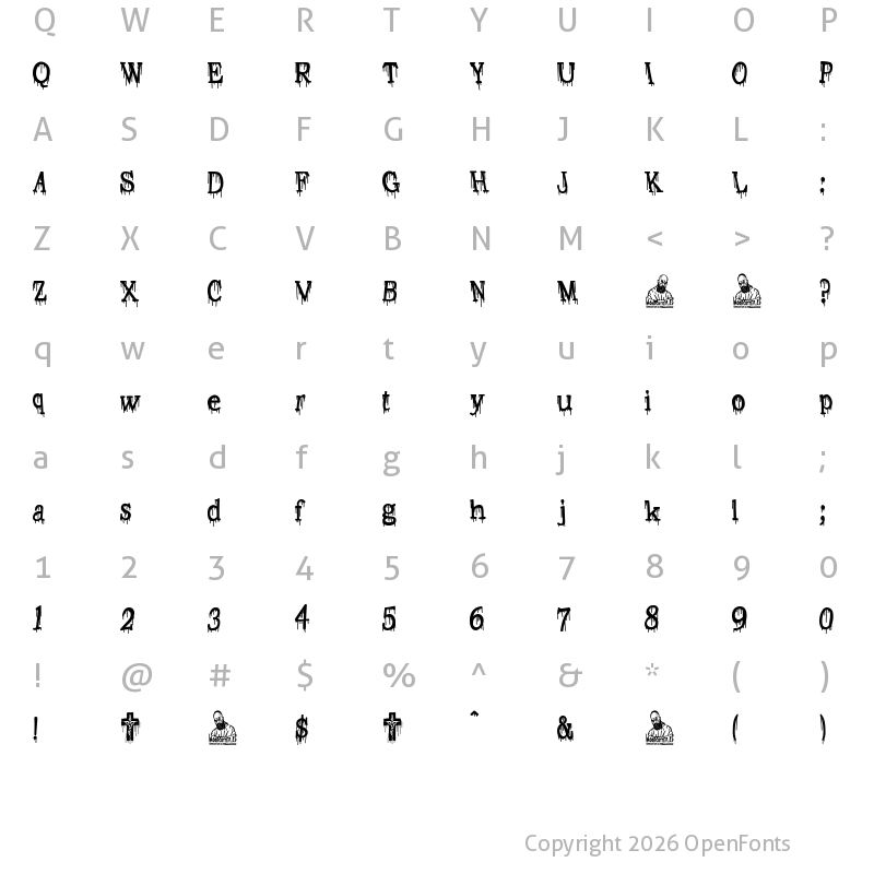 Character Map of Sangre de Cristo Regular