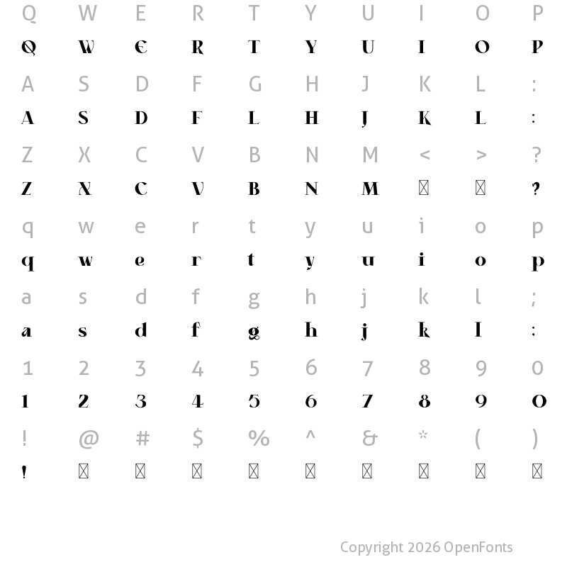Character Map of Sanguine Rose Personal Used