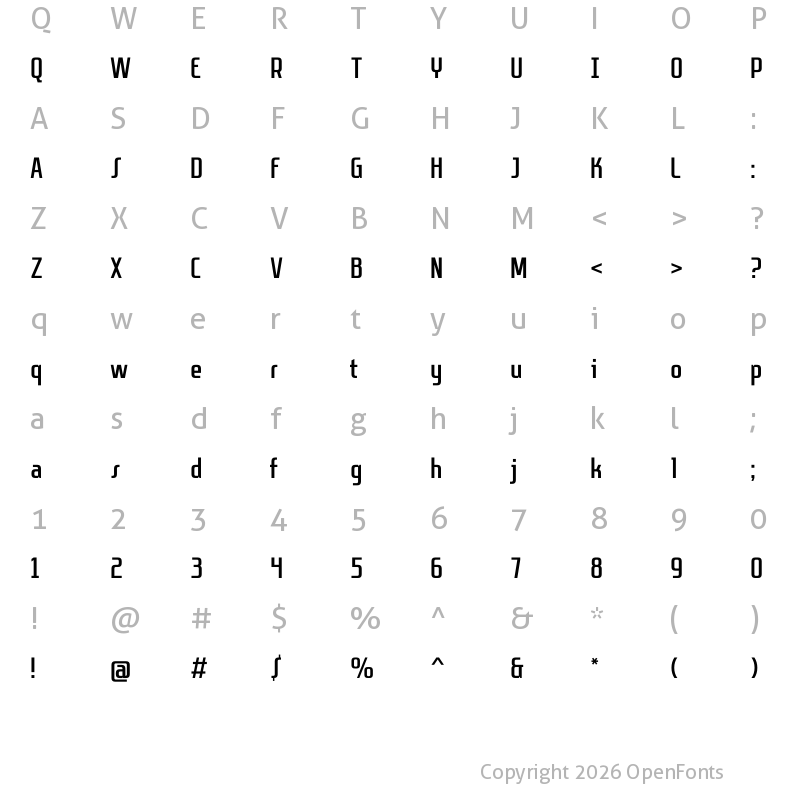 Character Map of Sanitechtro Regular
