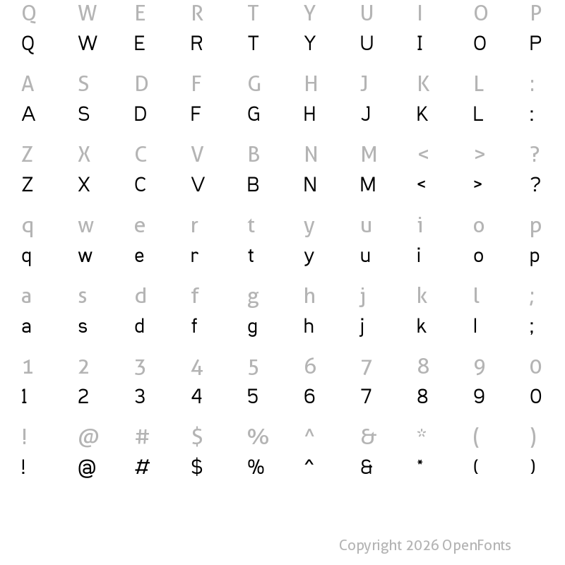 Character Map of Sanitrixie Regular