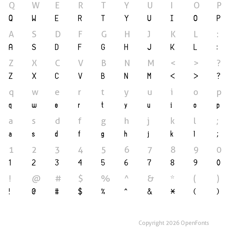 Character Map of Sans I Am Regular