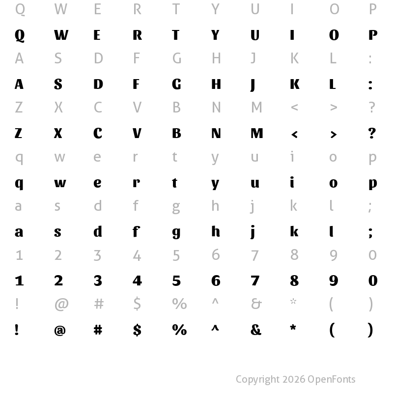 Character Map of Sansita ExtraBold