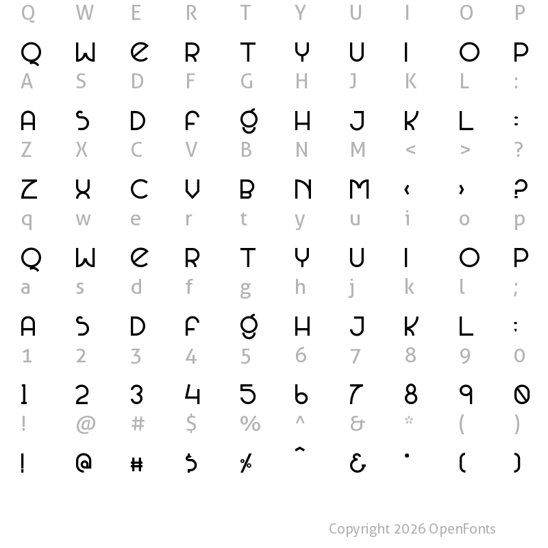 Character Map of Sanstara Regular