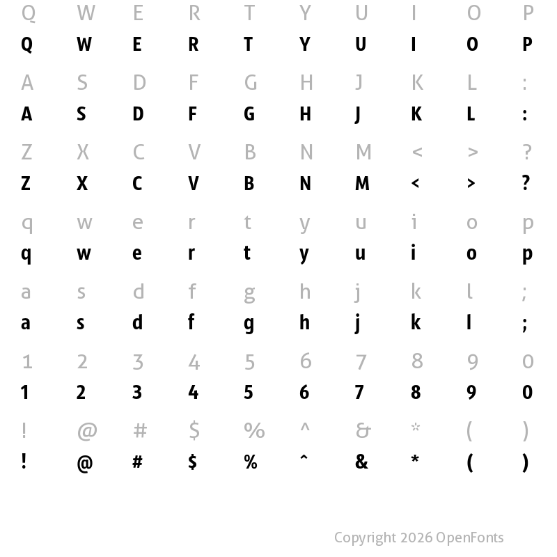 Character Map of Sansus Webissimo Regular